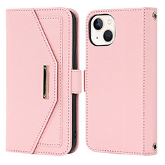 Handytasche Stand Schutzhülle Flip Leder Hülle D07T für Apple iPhone 14 Rosegold