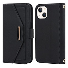 Handytasche Stand Schutzhülle Flip Leder Hülle D07T für Apple iPhone 14 Schwarz
