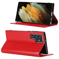 Handytasche Stand Schutzhülle Flip Leder Hülle D08T für Samsung Galaxy S21 Ultra 5G Rot