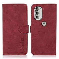 Handytasche Stand Schutzhülle Flip Leder Hülle D08Y für Motorola Moto G51 5G Rot
