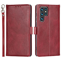 Handytasche Stand Schutzhülle Flip Leder Hülle D09T für Samsung Galaxy S21 Ultra 5G Rot