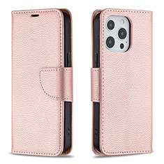 Handytasche Stand Schutzhülle Flip Leder Hülle für Apple iPhone 14 Pro Rosegold