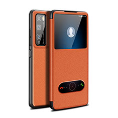 Handytasche Stand Schutzhülle Flip Leder Hülle für Huawei Enjoy Z 5G Orange