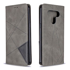Handytasche Stand Schutzhülle Flip Leder Hülle für LG K51 Grau