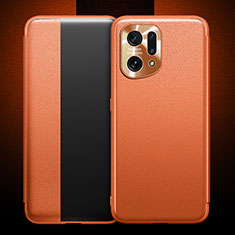 Handytasche Stand Schutzhülle Flip Leder Hülle für Oppo Find X5 5G Orange