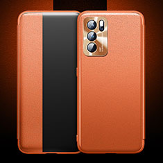 Handytasche Stand Schutzhülle Flip Leder Hülle für Oppo Reno6 Pro 5G India Orange
