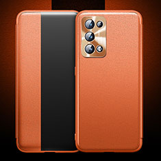 Handytasche Stand Schutzhülle Flip Leder Hülle für Oppo Reno6 Pro+ Plus 5G Orange