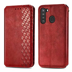 Handytasche Stand Schutzhülle Flip Leder Hülle für Samsung Galaxy A21 Rot