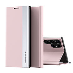 Handytasche Stand Schutzhülle Flip Leder Hülle für Samsung Galaxy S22 Ultra 5G Rosa