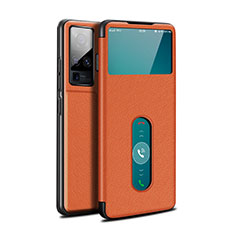 Handytasche Stand Schutzhülle Flip Leder Hülle für Vivo X50 Pro 5G Orange