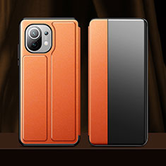 Handytasche Stand Schutzhülle Flip Leder Hülle für Xiaomi Mi 11 5G Orange