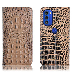 Handytasche Stand Schutzhülle Flip Leder Hülle H01P für Motorola Moto G51 5G Kahki