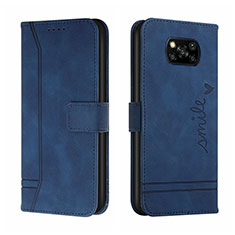 Handytasche Stand Schutzhülle Flip Leder Hülle H01X für Xiaomi Poco X3 Blau