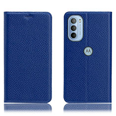 Handytasche Stand Schutzhülle Flip Leder Hülle H02P für Motorola Moto G31 Blau