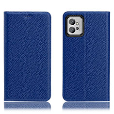 Handytasche Stand Schutzhülle Flip Leder Hülle H02P für Motorola Moto G32 Blau