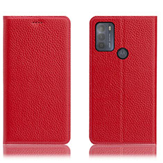 Handytasche Stand Schutzhülle Flip Leder Hülle H02P für Motorola Moto G50 Rot