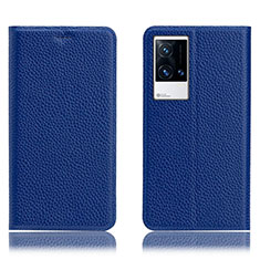 Handytasche Stand Schutzhülle Flip Leder Hülle H02P für Vivo iQOO 8 5G Blau