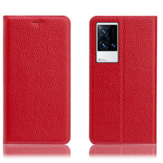 Handytasche Stand Schutzhülle Flip Leder Hülle H02P für Vivo iQOO 8 5G Rot
