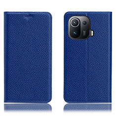 Handytasche Stand Schutzhülle Flip Leder Hülle H02P für Xiaomi Mi 11 Pro 5G Blau