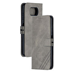 Handytasche Stand Schutzhülle Flip Leder Hülle H02X für Xiaomi Poco X3 NFC Grau