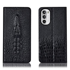 Handytasche Stand Schutzhülle Flip Leder Hülle H03P für Motorola Moto G71s 5G Schwarz