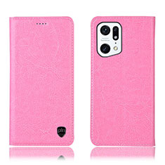 Handytasche Stand Schutzhülle Flip Leder Hülle H04P für Oppo Find X5 Pro 5G Rosa