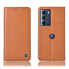 Handytasche Stand Schutzhülle Flip Leder Hülle H07P für Motorola Moto G200 5G Orange