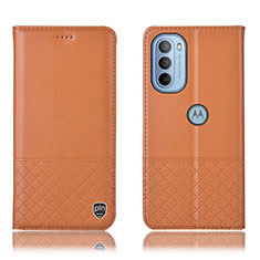 Handytasche Stand Schutzhülle Flip Leder Hülle H07P für Motorola Moto G31 Orange