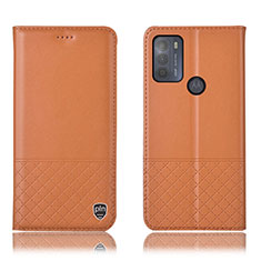 Handytasche Stand Schutzhülle Flip Leder Hülle H07P für Motorola Moto G50 Orange