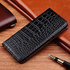 Handytasche Stand Schutzhülle Flip Leder Hülle H08P für Xiaomi Redmi Note 9 Schwarz