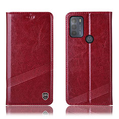 Handytasche Stand Schutzhülle Flip Leder Hülle H09P für Motorola Moto G50 Rot