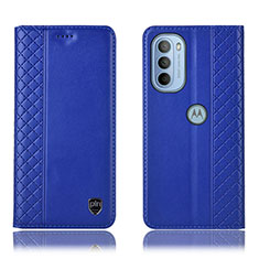 Handytasche Stand Schutzhülle Flip Leder Hülle H10P für Motorola Moto G31 Blau