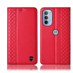 Handytasche Stand Schutzhülle Flip Leder Hülle H10P für Motorola Moto G31 Rot