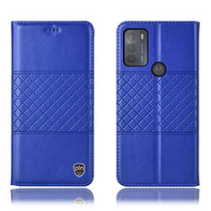 Handytasche Stand Schutzhülle Flip Leder Hülle H10P für Motorola Moto G50 Blau