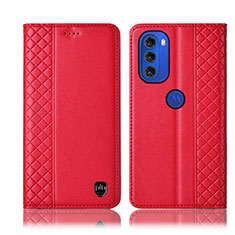 Handytasche Stand Schutzhülle Flip Leder Hülle H10P für Motorola Moto G51 5G Rot