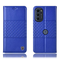 Handytasche Stand Schutzhülle Flip Leder Hülle H10P für Motorola MOTO G52 Blau