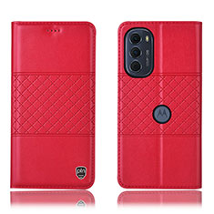 Handytasche Stand Schutzhülle Flip Leder Hülle H10P für Motorola Moto G71s 5G Rot