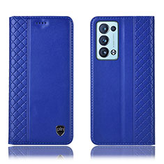 Handytasche Stand Schutzhülle Flip Leder Hülle H10P für Oppo Reno6 Pro+ Plus 5G Blau