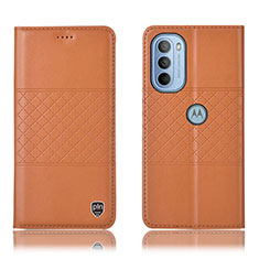 Handytasche Stand Schutzhülle Flip Leder Hülle H11P für Motorola Moto G31 Orange