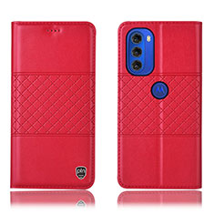 Handytasche Stand Schutzhülle Flip Leder Hülle H11P für Motorola Moto G51 5G Rot