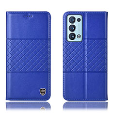Handytasche Stand Schutzhülle Flip Leder Hülle H11P für Oppo Reno6 Pro+ Plus 5G Blau