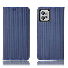 Handytasche Stand Schutzhülle Flip Leder Hülle H18P für Motorola Moto G32 Blau