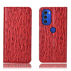 Handytasche Stand Schutzhülle Flip Leder Hülle H18P für Motorola Moto G51 5G Rot