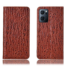 Handytasche Stand Schutzhülle Flip Leder Hülle H18P für Oppo Reno7 5G Braun