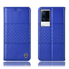 Handytasche Stand Schutzhülle Flip Leder Hülle H27P für Vivo iQOO 8 5G Blau