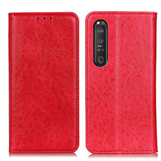 Handytasche Stand Schutzhülle Flip Leder Hülle K01Z für Sony Xperia 1 III Rot