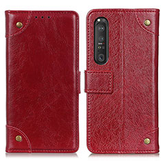 Handytasche Stand Schutzhülle Flip Leder Hülle K06Z für Sony Xperia 1 III Rot
