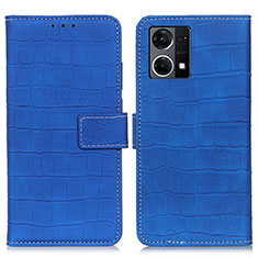 Handytasche Stand Schutzhülle Flip Leder Hülle K07Z für Oppo Reno7 4G Blau