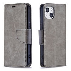 Handytasche Stand Schutzhülle Flip Leder Hülle L01 für Apple iPhone 13 Mini Grau