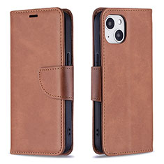 Handytasche Stand Schutzhülle Flip Leder Hülle L01 für Apple iPhone 14 Braun